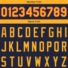 Benutzerdefinierte Authentisch Basketball Trikot Marine-Gelb-Orange