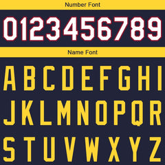 Benutzerdefinierte Authentisch Basketball Trikot Marine-Weiß-Rot-Gelb