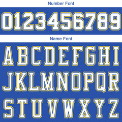 Benutzerdefinierte Authentisch Basketball Trikot Königlich- Weiß- Gelb