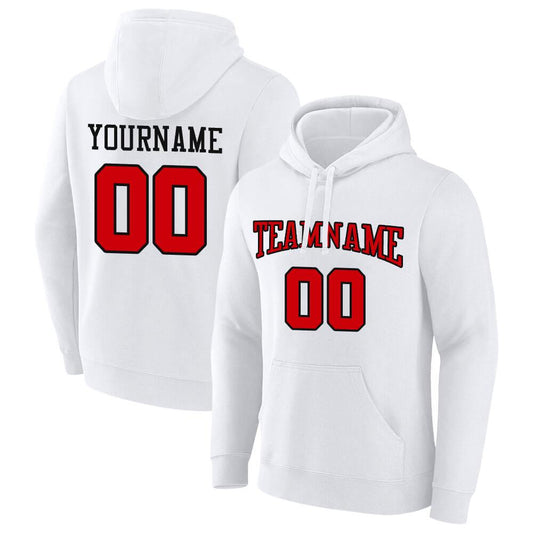 Benutzerdefinierte Authentisch Sweatshirt-Kapuzenpulli Weiß-Rot-Schwarz