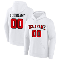 Benutzerdefinierte Authentisch Sweatshirt-Kapuzenpulli Weiß-Rot-Schwarz
