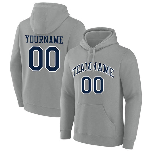Benutzerdefinierte Authentisch Sweatshirt-Kapuzenpulli Grau-Marine-Weiß