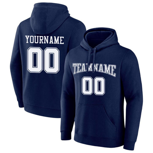 Benutzerdefinierte Authentisch Sweatshirt-Kapuzenpulli Marine-Weiß