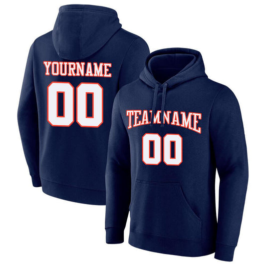 Benutzerdefinierte Authentisch Sweatshirt-Kapuzenpulli Marine-Weiß-Orange