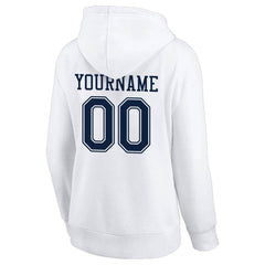 Benutzerdefinierte Authentisch Sweatshirt-Kapuzenpulli Weiß-Marine