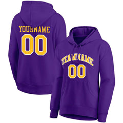 Benutzerdefinierte Authentisch Sweatshirt-Kapuzenpulli Violett-Gelb-Weiß