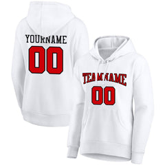 Benutzerdefinierte Authentisch Sweatshirt-Kapuzenpulli Weiß-Rot-Schwarz