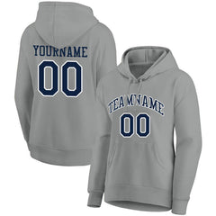 Benutzerdefinierte Authentisch Sweatshirt-Kapuzenpulli Grau-Marine-Weiß