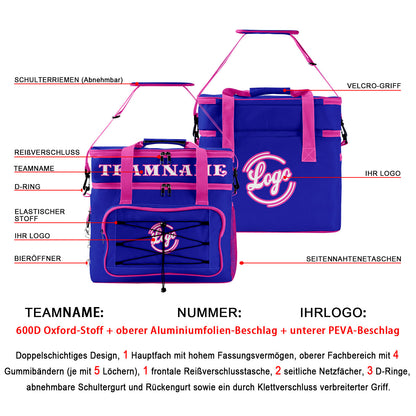 Maßgeschickerte Lila Rosa vollflächig bedruckte isolierte Kühltasche mit Doppelwand Wasserdichte 600D Oxford Picknick-Tragetasche für Teamevents & Outdoor-Grillen