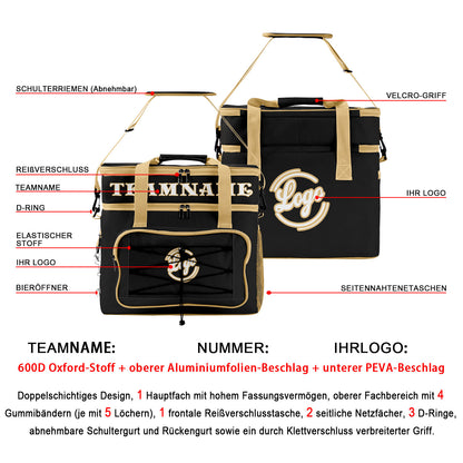 Maßgeschickerte  Schwarz Beige vollflächig bedruckte isolierte Kühltasche mit Doppelwand Wasserdichte 600D Oxford Picknick-Tragetasche für Teamevents & Outdoor-Grillen