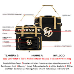 Maßgeschickerte  Schwarz Beige vollflächig bedruckte isolierte Kühltasche mit Doppelwand Wasserdichte 600D Oxford Picknick-Tragetasche für Teamevents & Outdoor-Grillen