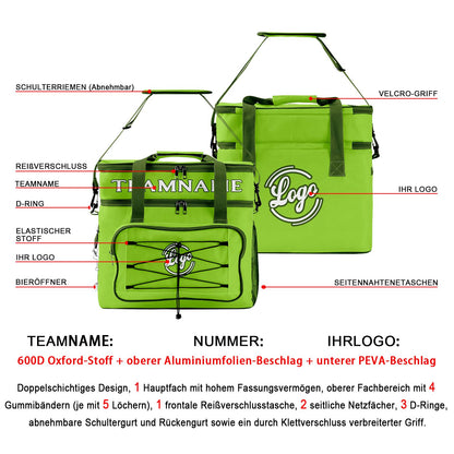 Maßgeschickerte Grün Dunkelgrün vollflächig bedruckte isolierte Kühltasche mit Doppelwand Wasserdichte 600D Oxford Picknick-Tragetasche für Teamevents & Outdoor-Grillen