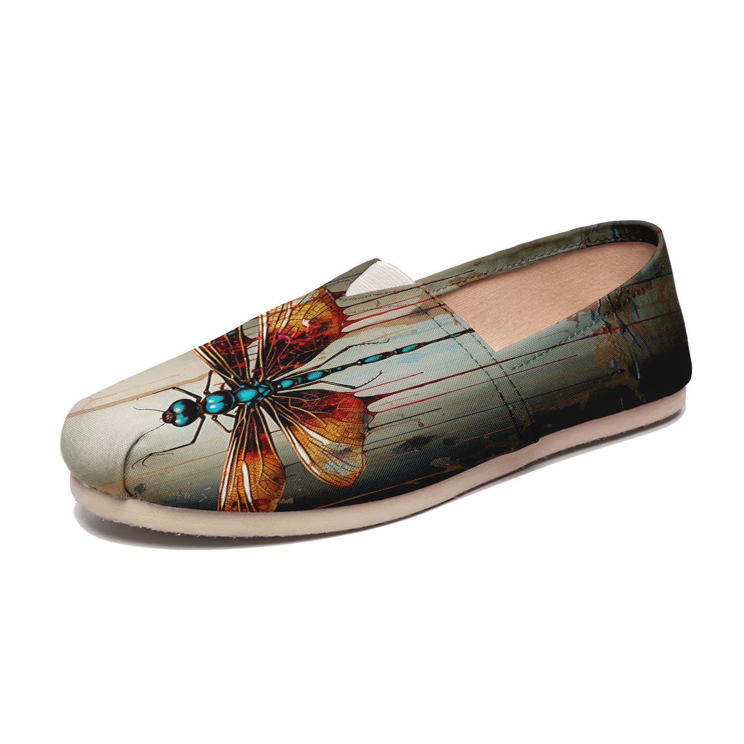 Unisex Leinwand-Schuhe mit künstlerischen tropfenden Libellenmotiven und EVA-Komfort