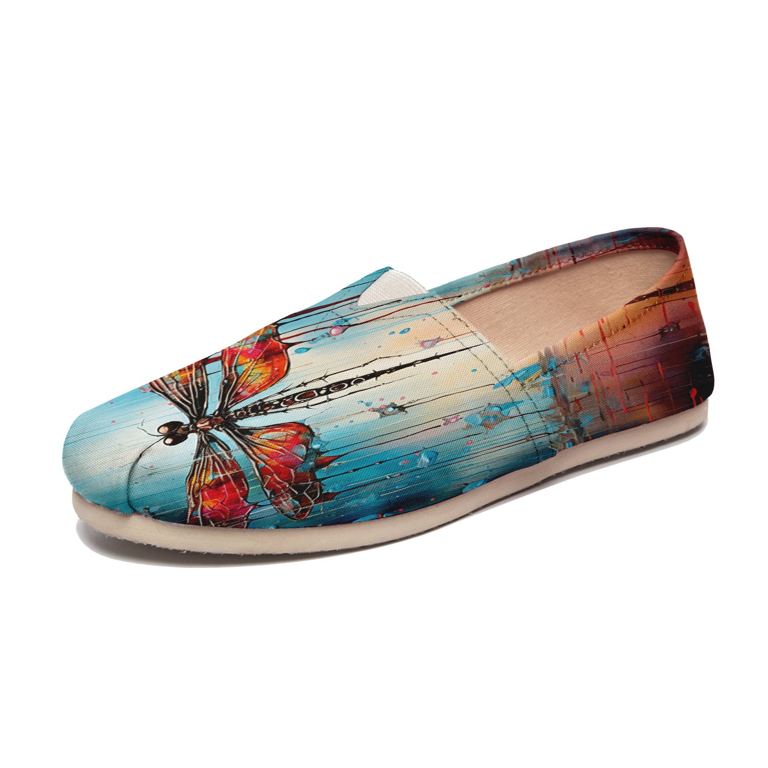 Tröpfelnde Libellenträume: Künstlerische Leinwand-Schuhe mit bequemer EVA-Sohle für Männer und Frauen