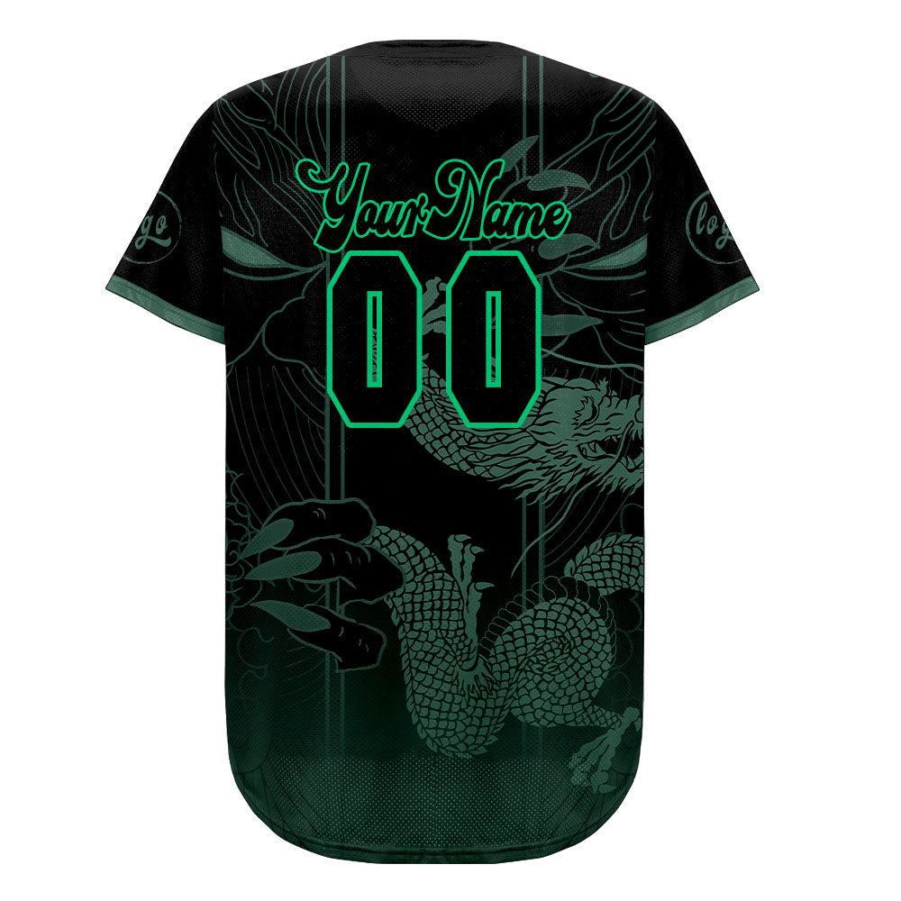 Benutzerdefiniert Grün Schwarz Personalisierter Baseball Jersey mit Farbverlauf Team Uniform mit Namen und Nummer