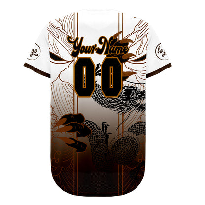 Benutzerdefiniert Braun Weiß Personalisierter Baseball Jersey mit Farbverlauf Team Uniform mit Namen und Nummer