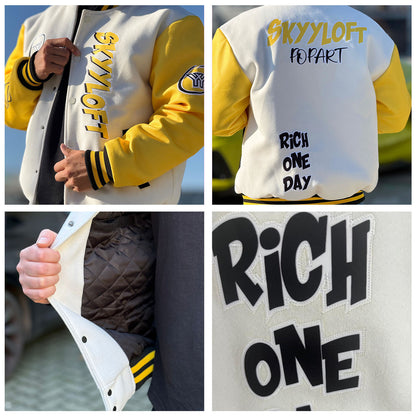 Benutzerdefinierte Verlauf Varsity-Jacke. Letterman-Jacke Grün Schwarz Weiß
