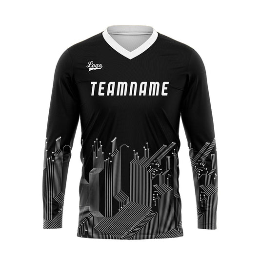 Kundenspezifisches Schwarz Weiß Basketball Fußball Schießen langes T-Shirt für Erwachsene und Kinder