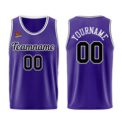 Individuelle Lila Schwarz Basketball Jersey Shorts für Männer und Frauen Gestickter und gedruckter Name, Nummer und Logo