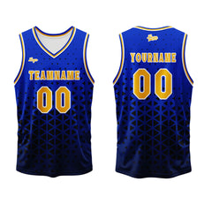 Benutzerdefinierter Blau  Orange Basketball Jersey Uniform Anzug gedruckt Ihr Logo Name Nummer