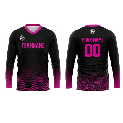 Kundenspezifisches Rosa Schwarz Basketball Fußball Schießen langes T-Shirt für Erwachsene und Kinder