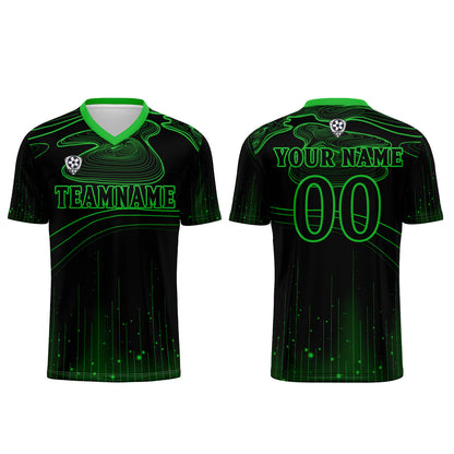 Benutzerdefinierte Schwarz Grün Trikots für Männer Frauen Personalisierte Fußball Uniformen für Erwachsene und Kind