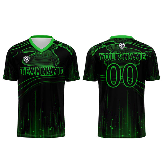 Benutzerdefinierte Schwarz Grün Trikots für Männer Frauen Personalisierte Fußball Uniformen für Erwachsene und Kind