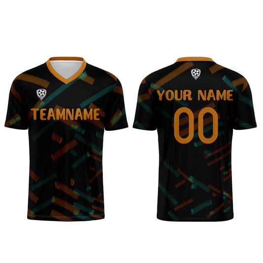 Benutzerdefinierte Schwarz Orange Fußball Trikots für Männer Frauen Personalisierte Fußball Uniformen für Erwachsene und Kind