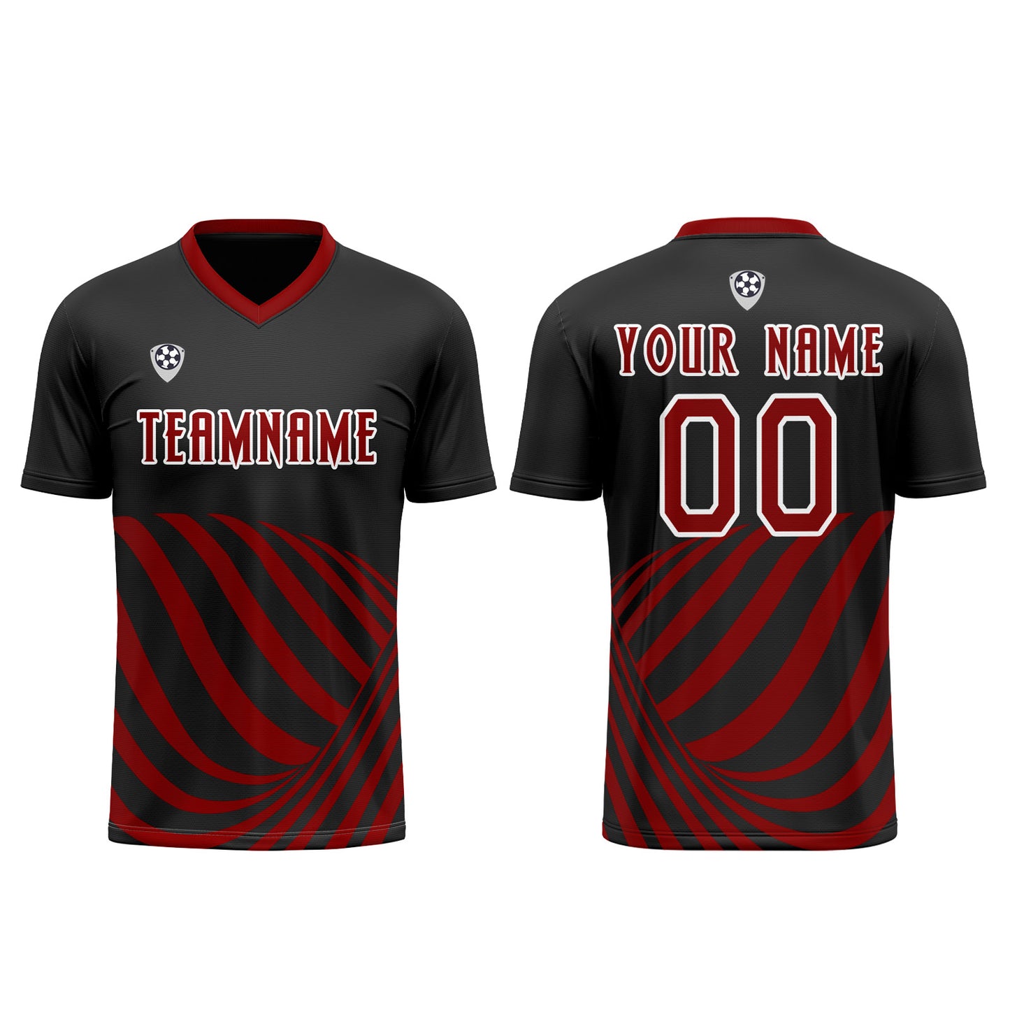 Benutzerdefinierte Schwarz Rot Trikots für Männer Frauen Personalisierte Fußball Uniformen für Erwachsene und Kind