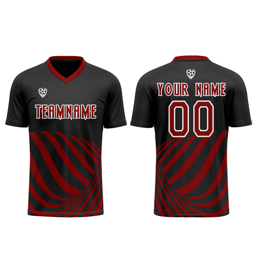 Benutzerdefinierte Schwarz Rot Trikots für Männer Frauen Personalisierte Fußball Uniformen für Erwachsene und Kind