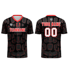 Benutzerdefinierte Schwarz Rot Fußball Trikots für Männer Frauen Personalisierte Fußball Uniformen für Erwachsene und Kind