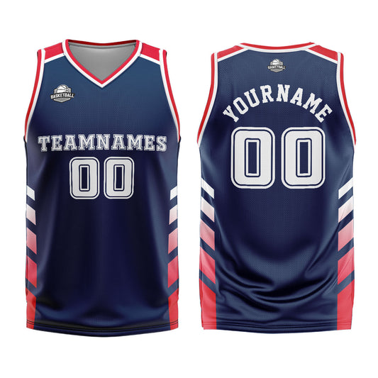 Benutzerdefinierter Marine Rot Basketball Jersey Uniform Anzug gedruckt Ihr Logo Name Nummer