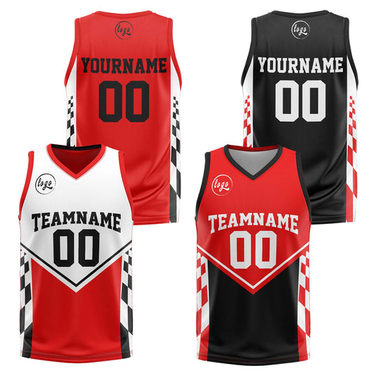 Benutzerdefinierte Rot Schwarz Reversible Basketball Jersey Personalisierte Drucken Name Nummer Logo