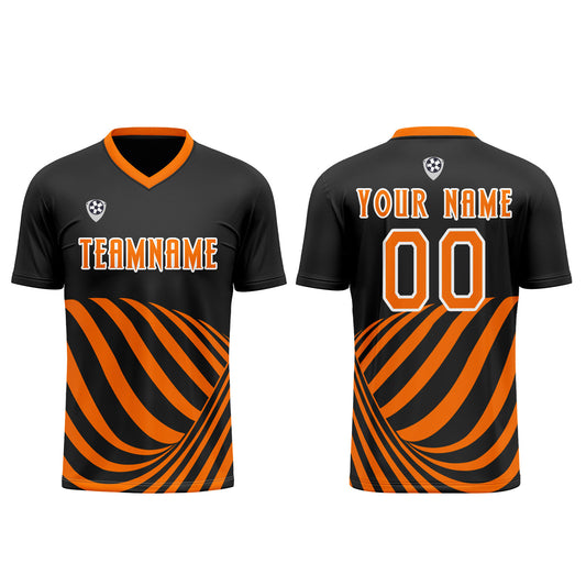 Benutzerdefinierte Schwarz Orange Trikots für Männer Frauen Personalisierte Fußball Uniformen für Erwachsene und Kind