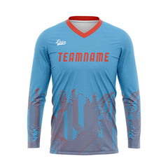 Kundenspezifisches Himmelblau Orange Rot Dunkelblau Basketball Fußball Schießen langes T-Shirt für Erwachsene und Kinder