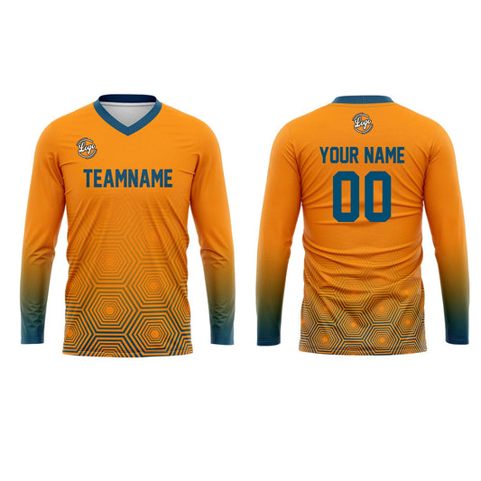 Kundenspezifisches Blau Orange Basketball Fußball Schießen langes T-Shirt für Erwachsene und Kinder