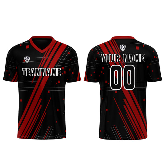 Benutzerdefinierte Schwarz Rot Trikots für Männer Frauen Personalisierte Fußball Uniformen für Erwachsene und Kind