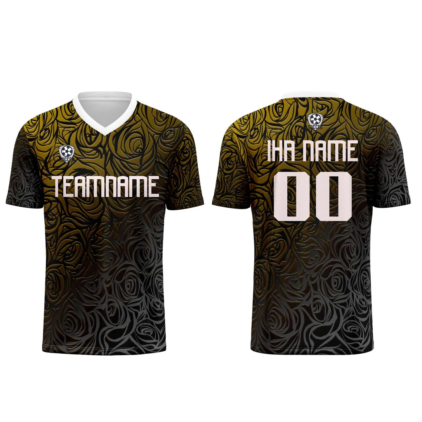 Benutzerdefinierte Gelb Silber Trikots für Männer Frauen Personalisierte Fußball Uniformen für Erwachsene und Kind