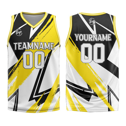 Benutzerdefinierter Schwarz Gelb Basketball Jersey Uniform Anzug gedruckt Ihr Logo Name Nummer
