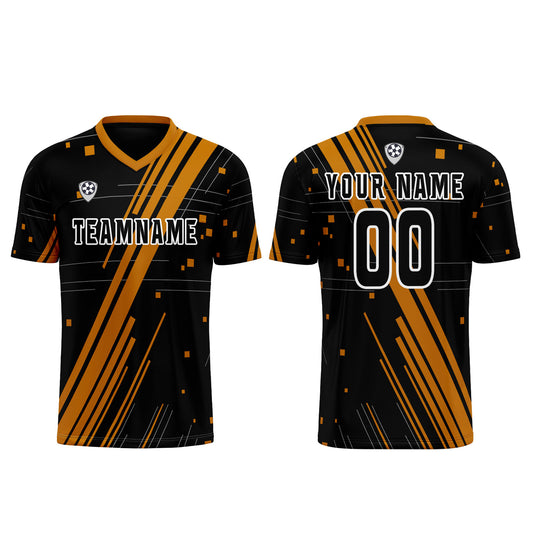 Benutzerdefinierte Schwarz Orange Trikots für Männer Frauen Personalisierte Fußball Uniformen für Erwachsene und Kind
