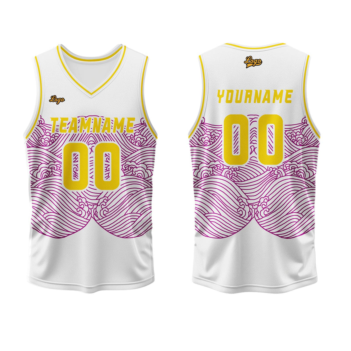 Benutzerdefinierter Lila Gelb Basketball Jersey Uniform Anzug gedruckt Ihr Logo Name Nummer