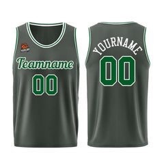 Individuelle Dunkelgrau-Grün Basketball Jersey Shorts für Männer und Frauen Gestickter und gedruckter Name, Nummer und Logo