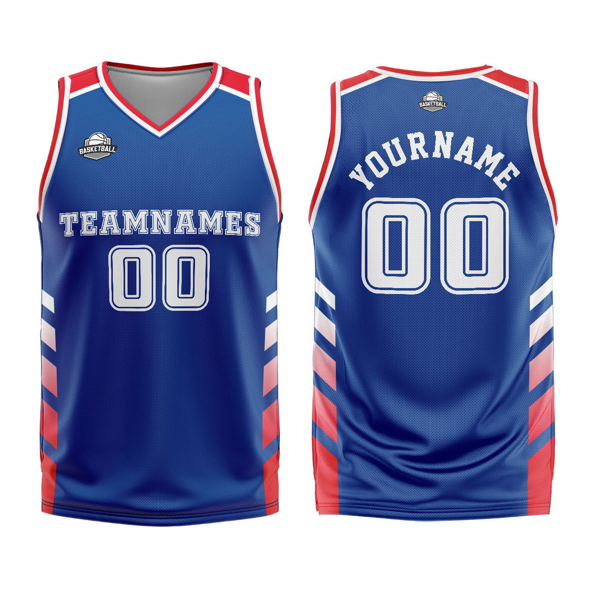 Benutzerdefinierter Blau Rot Basketball Jersey Uniform Anzug gedruckt Ihr Logo Name Nummer