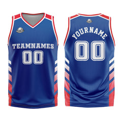 Benutzerdefinierter Blau Rot Basketball Jersey Uniform Anzug gedruckt Ihr Logo Name Nummer