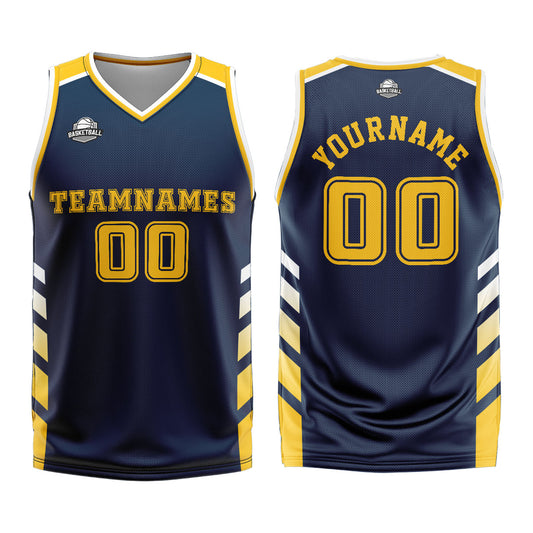 Benutzerdefinierter Marine Gelb Basketball Jersey Uniform Anzug gedruckt Ihr Logo Name Nummer