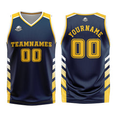 Benutzerdefinierter Marine Gelb Basketball Jersey Uniform Anzug gedruckt Ihr Logo Name Nummer