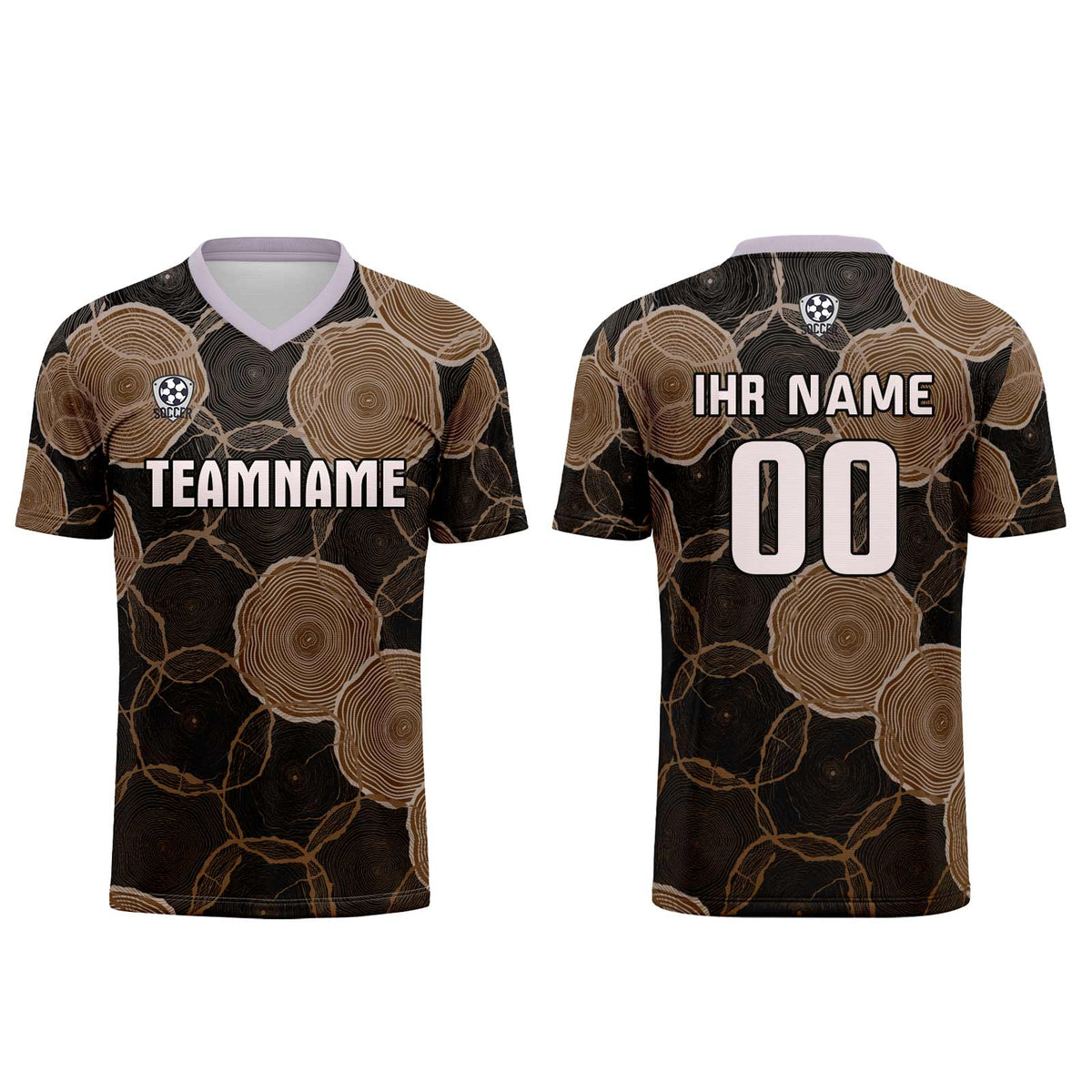 Benutzerdefinierte Schwarz Braun Trikots für Männer Frauen Personalisierte Fußball Uniformen für Erwachsene und Kind