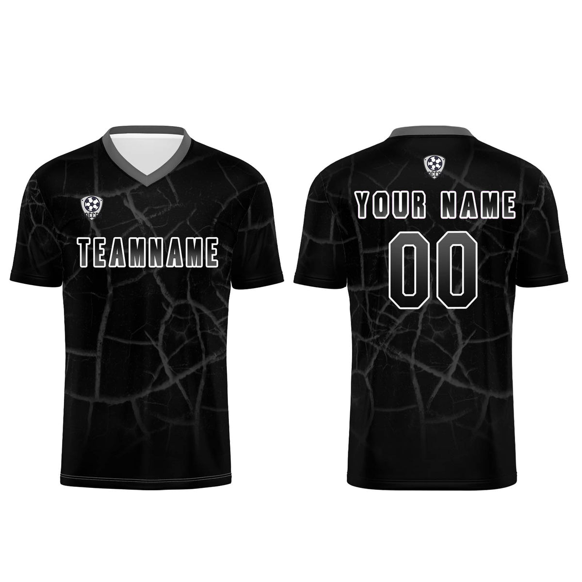 Benutzerdefinierte Schwarz  Grau Trikots für Männer Frauen Personalisierte Fußball Uniformen für Erwachsene und Kind
