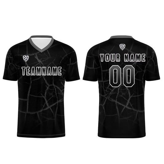 Benutzerdefinierte Schwarz  Grau Trikots für Männer Frauen Personalisierte Fußball Uniformen für Erwachsene und Kind