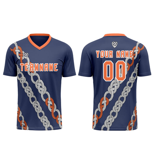 Benutzerdefinierte Blau Orange Trikots für Männer Frauen Personalisierte Fußball Uniformen für Erwachsene und Kind